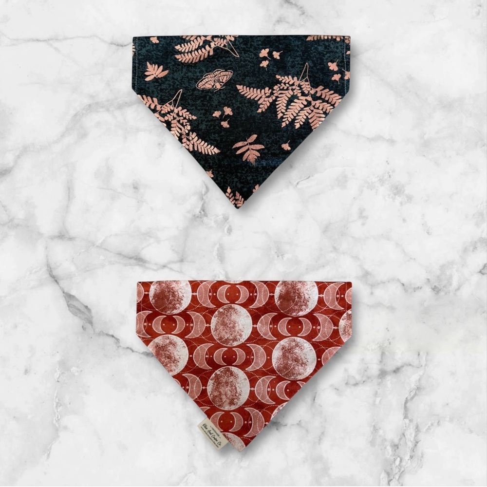 DOG Bandana - Moths & Blood Moon (Reversible) - Size L Large